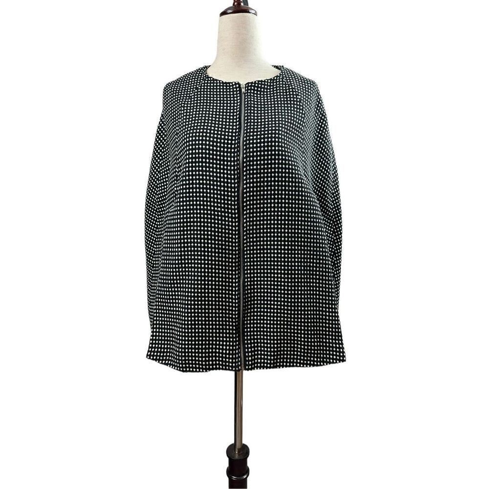 Massie Polka Dot Zip Up Lined Poncho Cloak Cape Size Medium